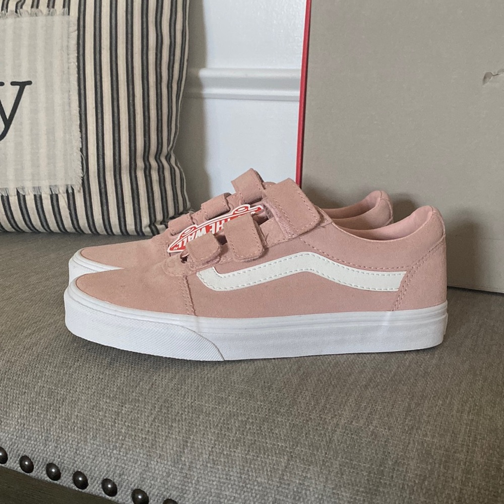 Pink Suede Velcro Vans size 7.5